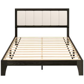 Full Bed Frame with Headboard Full Size Platform Bed Frame with Wooden Slats No Box Spring Needed Easy Assembly Walnut