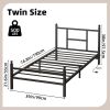 Twin Bed Frame with RGB LED Lights and Charging Station, Metal Platform Bed with Headboard and Footboard, Built-in 2 Outlets and 2 USB Ports
