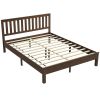 Queen Size Bed Frame with Headboard and Footboard, Mid-Century Modern Wood Platform Bed Frame, Walnut