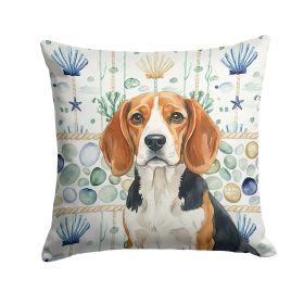 Beagle Coastal Sea Glass Throw Pillow Decorative Indoor Outdoor Accent Cushion for Couch, Bed or Patio, 14Hx14W