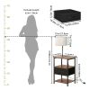 Nightstand with Lamp and Charging Station, End Table with 2 AC Outlets, USB and Type-C Ports, Fabric Drawer, 3 Color Temperature Bulb Included