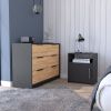 Bangor Two Piece Bedroom Set, Egeo Four Drawer Dresser + Omaha Nightstand, Black / Pine