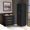 Raines Two Piece Bedroom Set, London Armoire + Aralia Drawer Dresser, Black / Light Oak