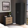 Norene Two Piece Bedroom Set, London Armoire + Egeo Three Drawers Dresser, Black / Pine