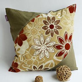 Onitiva - [Floral Heart] Linen Stylish Patch Work Pillow Cushion Floor Cushion (19.7 by 19.7 inches)