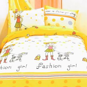 Blancho Bedding - [Fashion Girl(Serene City)] 100% Cotton 7PC Bed In A Bag (King Size)
