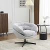 COMFY Chenille Upholstered 360° Swivel Club Chair/Accent Chair with Removable Cushion, Round Office Chair with Black Metal Base, Cotton Material
