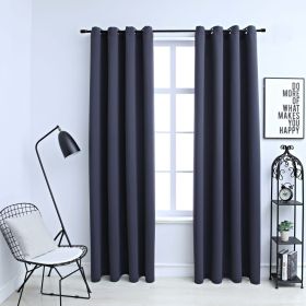 Blackout Curtains with Rings 2 pcs Anthracite 54"x63" Fabric