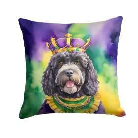 Portuguese Water Dog King of Mardi Gras Throw Pillow Machine Washable, Indoor Outdoor Decorative Pillow for Couch, Bed or Patio, 14Hx14W