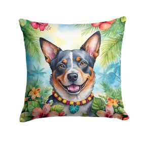 Australian Cattle Dog Luau Throw Pillow Machine Washable, Indoor Outdoor Decorative Pillow for Couch, Bed or Patio, 18Hx18W