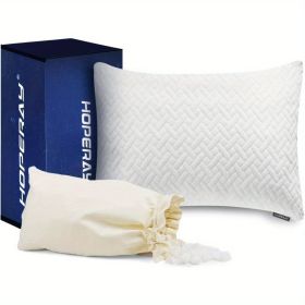 Hoperay Bed Neck Pillows for Sleeping - Support Side Sleeper Pillow-Shredded Memory Foam Cooling Bedding Pillows Standard Size Adjustable Loft Wa