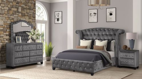 Modern Style Crystal Tufted Queen 4 Piece(Includes: Queen Size Bed, Nightstand, Dresser