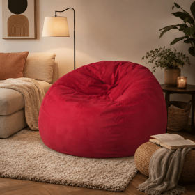 5-Foot Comfortable High-Density Shredded Foam Bean Bag Chair for Kids and Adults, with Removable Microsuede Cover