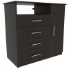 Solon Three Piece Bedroom Set, Rioja Four Drawer Dresser + Two Omaha Nightstands, Black