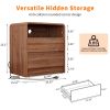 25" Tall Modern Nightstand with Charging Station, 23.6'' Wide Wood Bedside Table w/2 Storage Drawers, Large Mid Century End Table for Bedroom