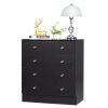 Modern Simple 5-Drawer Dresser Black