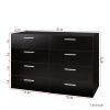 8 Drawer Double Dresser for Bedroom, Wide Storage Cabinet for Living Room Home Entryway, Black