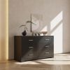 6 Drawer Double Dresser for Bedroom, Wide Storage Cabinet for Living Room Home Entryway, Black
