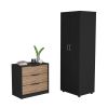 Norene Two Piece Bedroom Set, London Armoire + Egeo Three Drawers Dresser, Black / Pine