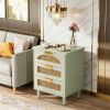 (old sku: S05790085 ) Rattan Nightstand, 20-Inch Bedside Table Storage Cabinet with 3-Drawers