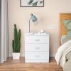 [] Modern Simple 3-Drawer Dresser Chest of Drawers for Family Room Bedroom Living Room Universal Design, White