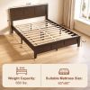 Queen Size Bed Frame with Headboard and Footboard, Mid-Century Modern Platform Bed Frame with Under-Bed Storage, Walnut