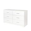 6 Drawer Double Dresser for Bedroom, Wide Storage Cabinet for Living Room Home Entryway, White