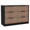 Bangor Two Piece Bedroom Set, Egeo Four Drawer Dresser + Omaha Nightstand, Black / Pine