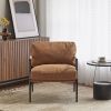 27.56" Modern Accent Chair with Plush Cushions, Minimalist Metal Frame, and Wooden Armrest Design – Perfect for Cozy Living Room, Bedroom