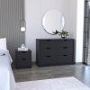 Bennett 2 Piece Bedroom Set, Nightstand + Dresser, Black