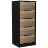 2 Piece Bedroom Set, Egeo 5 Drawer Dresser + Omaha Nightstand, Black / Light Oak