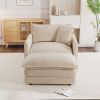 Modern Accent Chair with Ottoman, Living Room Club Chair Chenille Upholstered Armchair , Reading Chair for Bedroom, Light Coffee Chenille