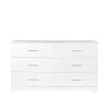 6 Drawer Double Dresser for Bedroom, Wide Storage Cabinet for Living Room Home Entryway, White