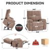 Brown Heat Massage Dual Motor Infinite Position Up to 350 LBS Large Electric Power Lift Recliners with Hidden Cup Holders, Power-Remote