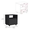 Milford 2 Piece Bedroom Set, Nightstand + Dresser, Black