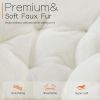 Comfy Faux Fur Saucer Chair for Living Room and Bedroom, Gray/White/Pink