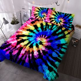 Colorful Tie Dye Duvet Cover Set, Blue Black Bed Set Girls Comforter Cover and Pillow Shams for Women Decor Bedroom (size: Full)