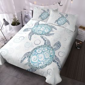 Sea Turtle Bedding Aqua Teal Blue Duvet Cover Sets Beach Turtle Bed Sets for Girls Women Ocean 3 Piece Turtle Themed Comforter Cover with 2 Pillo (size: Twin)