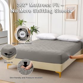Diamond Grid Ultrasonic Waterproof Mattress Protector, QUEEN (Color: Gray)