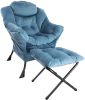 Accent Chair Lazy Reclining Leisure Chair with Removable Metal Legs and High-Density Foam
