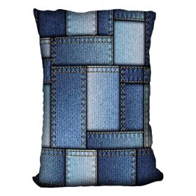 Patchwork of denim fabric Cushion (Insert: Without Insert, size: 16" X 16")