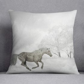 Winter Horse Cushion (Insert: Without Insert, size: 14" X 14")