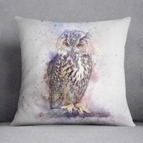 Watercolour Owl Cushion (Insert: With Insert, size: 18" X 18")