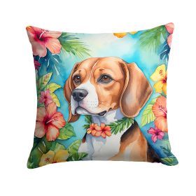 Beagle Luau Throw Pillow Machine Washable, Indoor Outdoor Decorative Pillow for Couch, Bed or Patio, 18Hx18W (Default: Default)