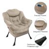 Accent Chair Lazy Reclining Leisure Chair with Removable Metal Legs and High-Density Foam