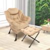 Accent Chair Lazy Reclining Leisure Chair with Removable Metal Legs and High-Density Foam